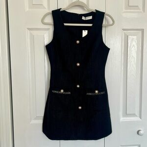 Commense Black Mini Dress with Gold Accents